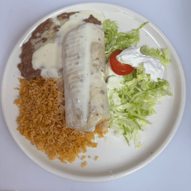 Cheese Steak Burrito Dinner.